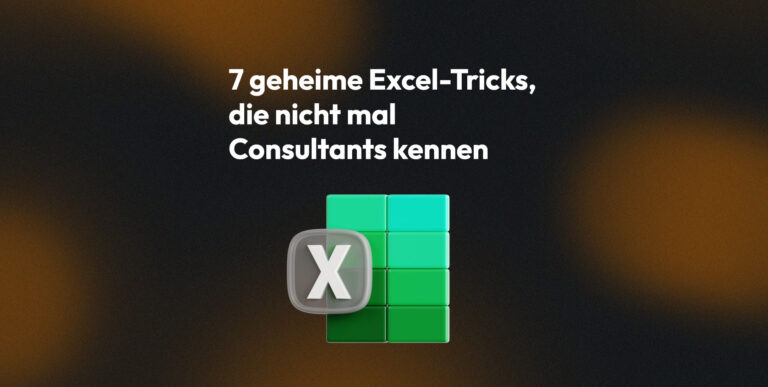 Blogbanner 7 geheime Excel-Tricks mit grünem Microsoft-Excel-Symbol in 3D