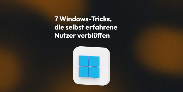 Blogbanner 7 Windows-Tricks für erfahrene Nutzer mit blauem Windows-Logo in 3D
